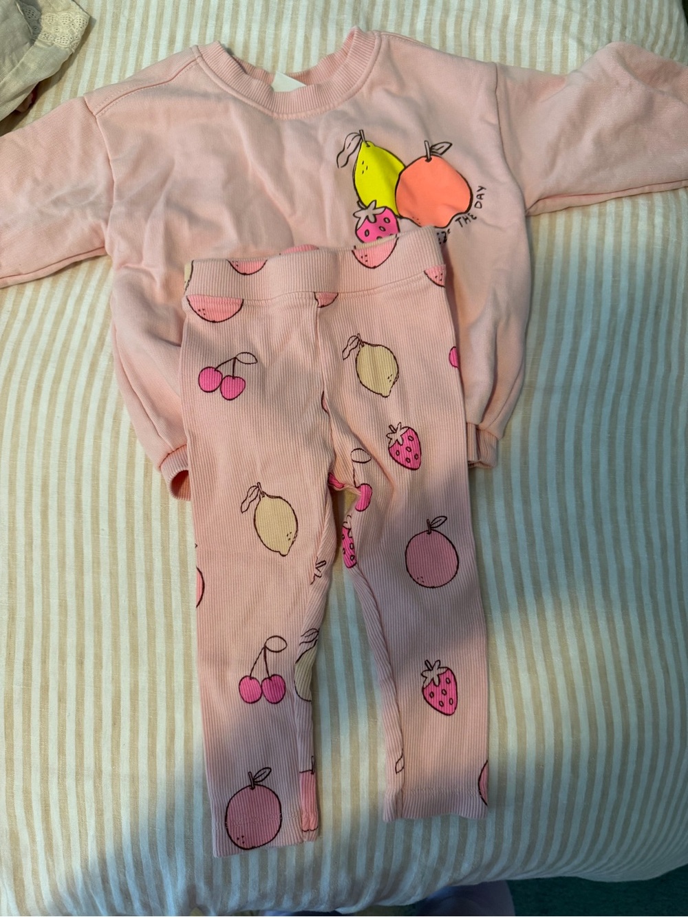 Kids Pink Fruit Print Set